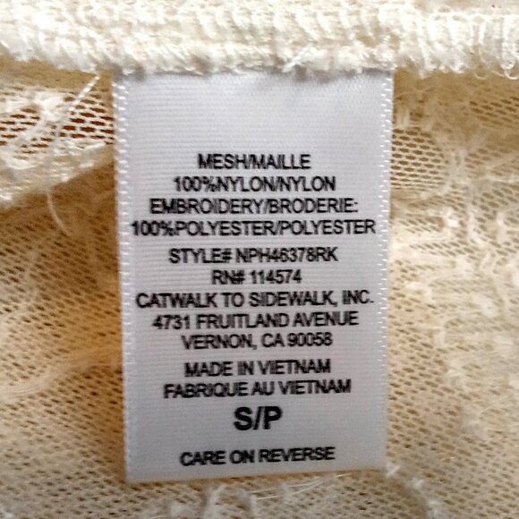 Ro & De Sheer Ivory Lace Mesh Embroidered Top - Picture 5 of 6